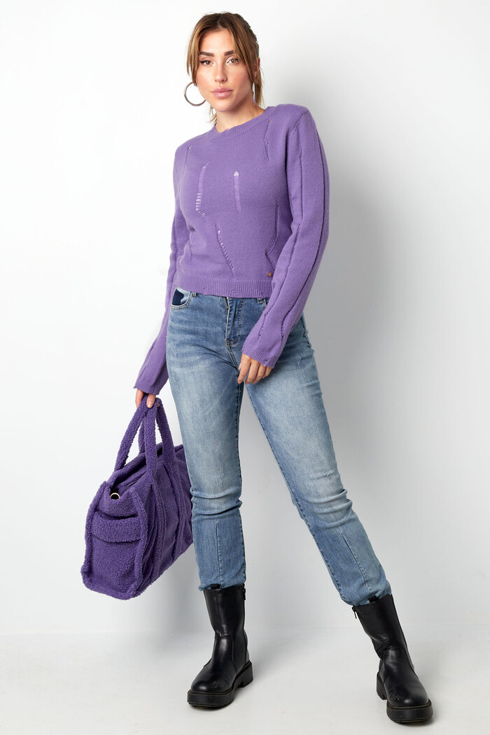 Knitted sweater with tears - purple Picture6